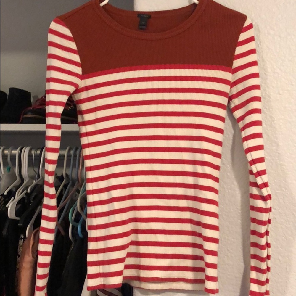 J crew striped ribbed top